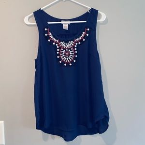 cute dark blue cut off blouse